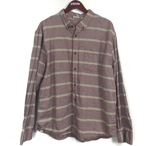 Vans Striped Button Down Casual Skater Style Pocket Shirt Maroon Men's Size XXL